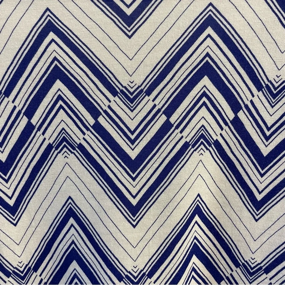 2/$10 Limited white & blue patterned mixed media short sleeve top Sz S - Picture 5 of 5